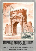 CAMPIONATI NAZIONALI DI SCHERMA RIMINI DICEMBRE 1971 - CARTOLINA CON ANNULLO FILATELICO - Fencing