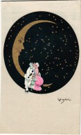 6 Postcards    Carlo Chiostri   Artist Signed & Numbered    Serie  Pierrot Golden Moon  Nr° 179 & Hidden Moon Nr°180 - Chiostri, Carlo