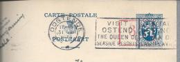 Advertising Streamer 'Ostend Visit The Queen Of Resorts Seaside". Belgian Postal Stationery Overloaded 35 C Shifted. - Hôtellerie - Horeca