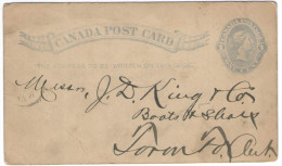 CANADA - 1883 - 1 Cent - Postkaart - Carte Postale - Post Card - Intero Postale - Entier Postal - Postal Stationery -... - 1860-1899 Regno Di Victoria