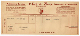 1953-PARIS 1er--Compagnie Laitière CHEF DE PONT (Normandie)-St MARTIN D'AUDOUVILLE--facture - Alimentos