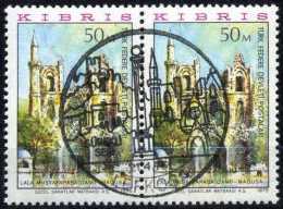 Turkish Cyprus 1975 - Mi. 16 O [pair], Lala Mustafa Pascha Mosque | Tourism | City View - Used Stamps