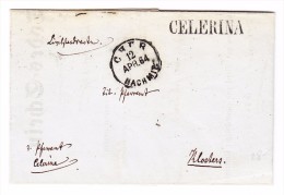 Heimat GR ENGADIN - CELERINA Stabstempel  12.4.1864 Chur 1.Kreis-Stempel  Auf Todes-Schein Brief Nach Klosters - 1843-1852 Federale & Kantonnale Postzegels