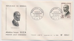 SENEGAL => 2 FDC - 10F Abdoulaye Seck - Postes Et Télécommunications Du Sénégal - 1965 - Dakar - Sénégal (1960-...)