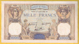 BILLET FRANCAIS - 1000 Francs Cérès Et Mercure 7.7.1938 SUP+ - 1 000 F 1927-1940 ''Cérès Et Mercure''