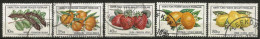 Turkish Cyprus 1976 - Mi. 29-33 O, Fruits: Carobs, Mandarins, Strawberries, Oranges, Lemons - Usati