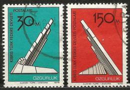 Turkish Cyprus 1976 - Mi. 39-40 O, Monument | Liberation - Usados