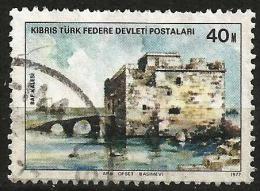 Turkish Cyprus 1977 - Mi. 47 O, Baf (Paphos) Castle | Fortress | Tourism | Paintings - Oblitérés