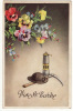 Carte Postale Vive Ste Barbe Lampe De Mineur Pic Casque Fleurs Pensées Colorprint 54409/2 - Mines