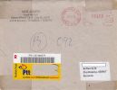 AMOUNT 455, RED MACHINE STAMPS ON REGISTERED COVER, 2011, TURKEY - Storia Postale