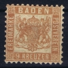 Baden Mi Nr 20  B  , Geldbraun MH/* 1862 Spots - Postfris