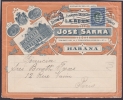 1910-H-64 CUBA REPUBLICA. 1910. 5c AGRAMONTE BICOLOR CARTA ILUSTRADA DE FARMACIA SARRA A PARIS, FRANCIA. - Briefe U. Dokumente