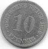 Empire 10  Pfennig  1876  A   Km  4    Fr+ - 10 Pfennig