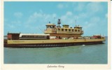 Galveston Texas, Ferry Boat With Autos Bus, C1950s Vintage Postcard - Galveston
