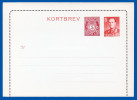 NORWAY PRE-PAID DOUBLE LETTER CARD UNUSED 40 ORE RED + 5 ORE  EXCELLENT CONDITION - Entiers Postaux