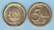 BÉLGICA - 5 FRANCOS 1.994 KM#189 Colección "MONEDAS DE EUROPA"  SC/UNC  Réplica  T-DL-11.484 - 5 Francs