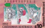 Australia, N920633a,  1992 Christmas -Koalas On Christmas Eve, 2 Scans. - Noel