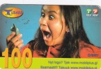 Greenland, GL-TUS-0007_0704, 100 Kr, One Girl With Mobile Phone, 2 Scans   Expiry 21-04-2007. - Groenland