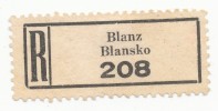 Böhmen Und Mähren / R-label: Blanz - Blansko (4x Number: "208" And "926" + "909" And "90") German-Czech Text (BM1-0069) - Sonstige & Ohne Zuordnung