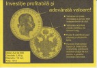 Romania  - Advertising Postcard - Austria - Osterreich - Franz Joseph Gold Coin - Coin Printed On The Card - Münzen (Abb.)