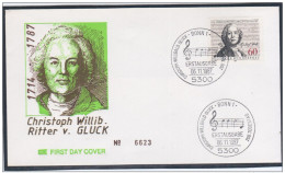 Germany Deutschland 1987 FDC Composer Compositeur Music Musique Musik, Christoph Willibald Gluck, Bonn - 1981-1990