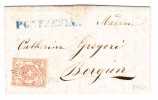 Heimat GR ENGADIN - PONTRESINA Balkenstempel Blau Mit Rayon III Typ 6 Vollrandig Auf Brief 29.7.1853 Nach Bergün - 1843-1852 Poste Federali E Cantonali