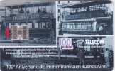 Argentina, ARG-TLC-115, 100 Aniversario Del Primer Tranvia En Buenos Aires, Train, 2 Scans. - Argentine