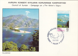34975- OLUDENIZ BEACH, THE WATER'S EDGE CAMPAIGN, SPECIAL POSTCARD, 1983, TURKEY - Storia Postale