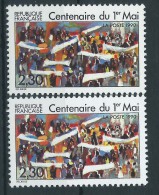 [13] Variétés : N° 2644 Centenaire Du 1er Mai Clair Et Foncé + Normal ** - Unused Stamps