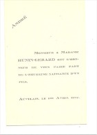 AUVELAIS 1927 - Faire-part De Naissance D' André HUNIN - GERARD (b180) - Birth & Baptism