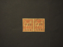 N. CALEDONIA - 1891/2 PITTORICA 10 C. Su 40 C.,coppia, Soprastampa Capovolta - TIMBRATO/USED - Gebraucht