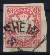 BAYERN:  Mi Nr 15 Yv Nr 16  Used  1867 Bahnpost Stempel - Gebraucht