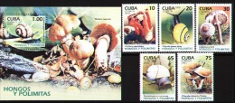 CUBA 2005 - FAUNE Et FLORE. MOLLUSQUES GASTÉROPODES Et CHAMPIGNONS  5v + Bloc - Unused Stamps