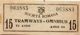1895 BIGLIETTO TRAM ROMA - Europe