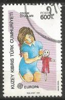 Turkish Cyprus 1989 - Mi. 249A O, Girl Playing With Doll | C.E.P.T. / Europe | Children | Children's Play - Gebruikt