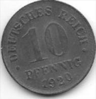 Empire 10 Pfennig 1920  Km 26  Unc !!! - 10 Pfennig