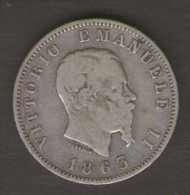 ITALIA 1 LIRA 1863 VITTORIO EMANUELE II AG SILVER - 1861-1878 : Vittoro Emanuele II