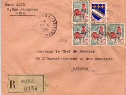 30c Coq De Decaris - N° 1331A :LR  En Provenance De La Guyane (tarif LSI: 0,30F + Rec: 1F = 1,30F) - 1962-1965 Hahn (Decaris)