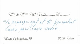 Ancienne Carte De Visite De Wilfried Dahlmann Hermant, Professeur à L´Ecole Normale De Morlanwelz, Thuin (vers 1970) - Tarjetas De Visita