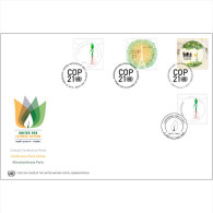 France - ONU UN 2015 COP 21 COP21 Climat Climate Joint Issue Emission Commune FDC 4 Stamps / Timbres - Gezamelijke Uitgaven New York/Genève/Wenen