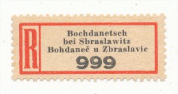 Böhmen Und Mähren / R-label: Bochdanetsch Bei Sbraslawitz - Bohdanec U Zbraslavic (2x Number: "999" And "90") (BM1-0090) - Autres & Non Classés