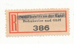 Böhmen Und Mähren / R-label: Bauschowitz An Der Eger - Bohusovice Nad Ohri ("386") Nat. - German Text Removed (BM1-0106) - Andere & Zonder Classificatie