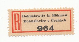 Böhmen Und Mähren / R-label: Bohuslawitz In Böhmen - Bohuslavice V Cechach (number "964") German-Czech Text (BM1-0108) - Sonstige & Ohne Zuordnung