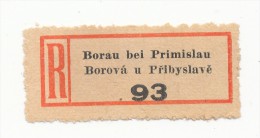 Böhmen Und Mähren / R-label: Borau Bei Primislau - Borova U Pribyslave (number "93") German-Czech Text (BM1-0112) - Other & Unclassified