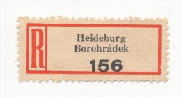 Böhmen Und Mähren / R-label: Heideburg - Borohradek (2x Number: "156" And "719") German-Czech Text (BM1-0117) - Autres & Non Classés