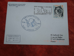 Dumont D´Urville 24 1 2005 Flamme Manchots Enveloppe Ayant Voyagé - Storia Postale