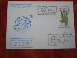 Dumont D´Urville   14  1  1987     Flamme Manchots  Cachet EPF - Covers & Documents