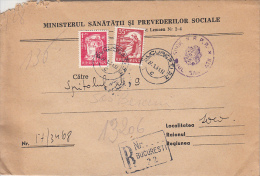 35065- NUCLEAR REACTOR, TEXTILE FACTORY, STAMPS ON REGISTERED COVER, 1961, ROMANIA - Storia Postale