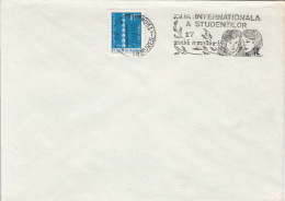 35219- STUDENTS INTERNATIONAL DAY SPECIAL POSTMARK, BRANCUSI ENDLESS COLUMN STAMP ON COVER, 1981, ROMANIA - Briefe U. Dokumente