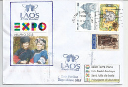 LAOS. EXPO UNIVERSELLE MILAN 2015. Lettre Du Pavillon Du LAOS, Postée à MILAN ROSERIO, Adressée En Andorre - 2015 – Mailand (Italien)